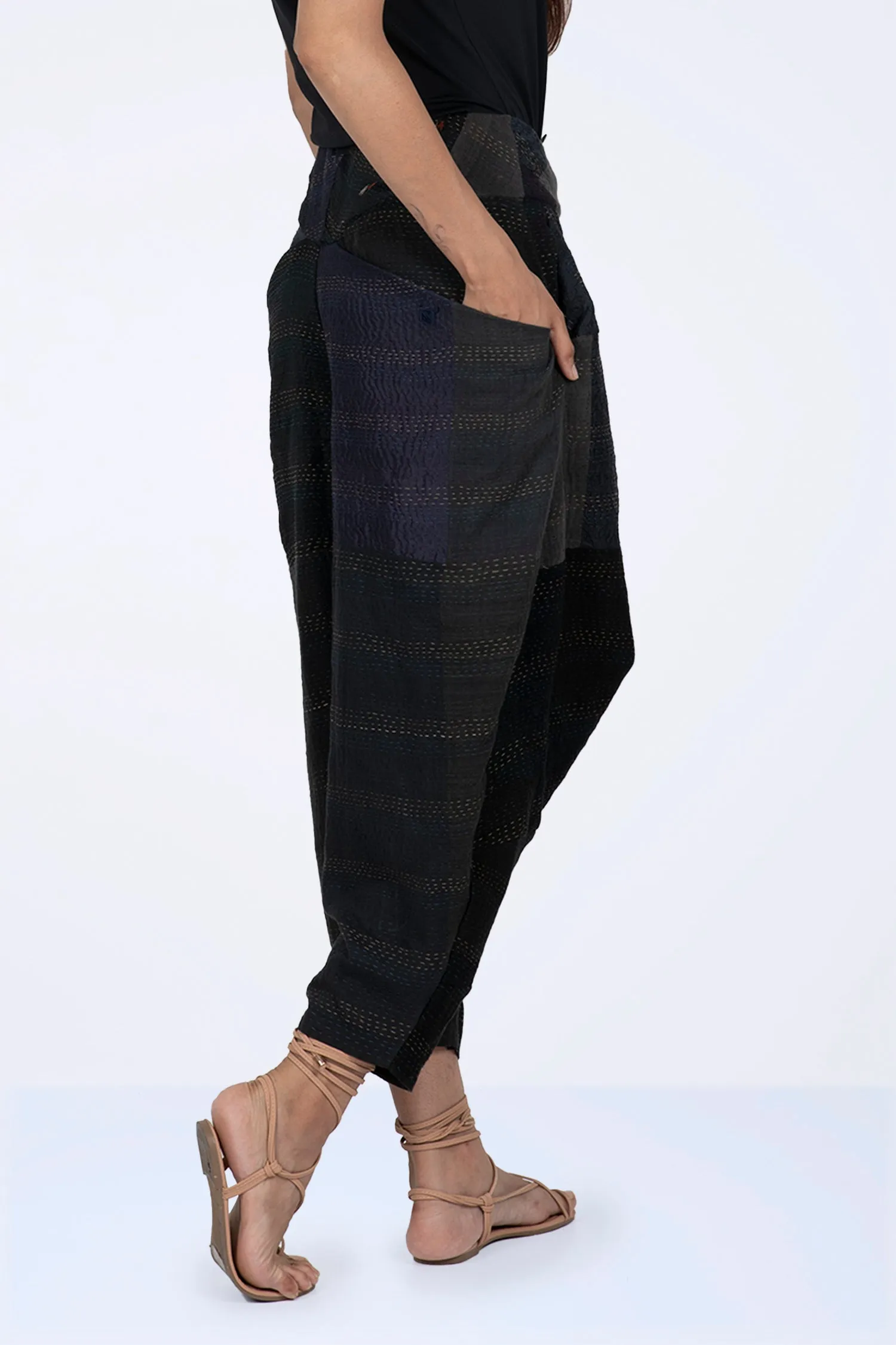 JAIPUR PATCH KANTHA YAMAHA PANTS - jp2632-blk -