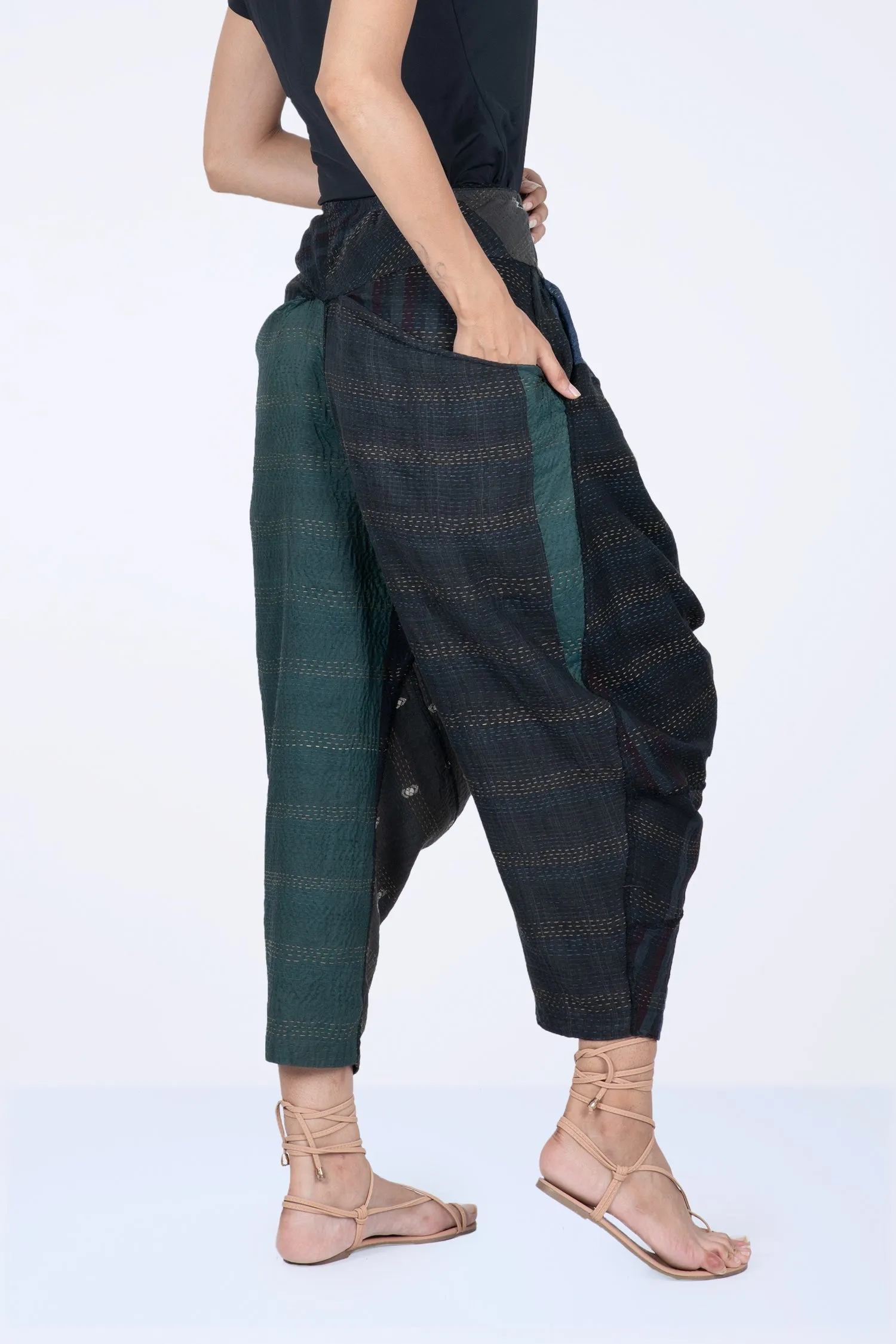 JAIPUR PATCH KANTHA YAMAHA PANTS - jp2632-blk -