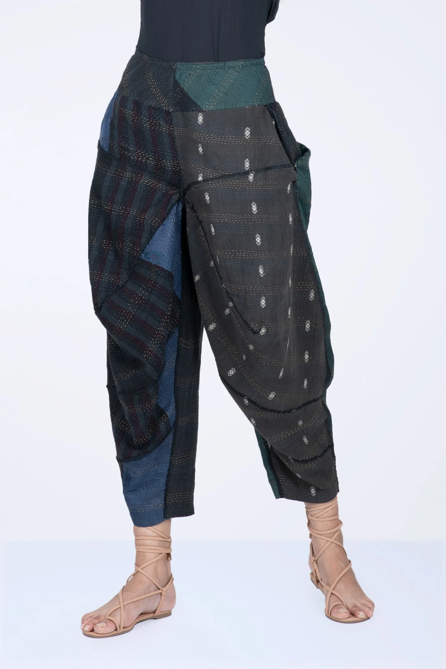 JAIPUR PATCH KANTHA YAMAHA PANTS - jp2632-blk -