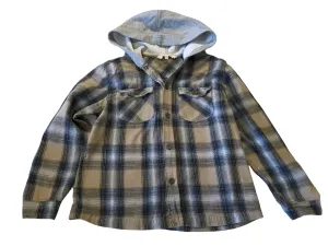 John Rocha Boys Blue/Brown Checked Hooded Shirt - Boys 7-8yrs