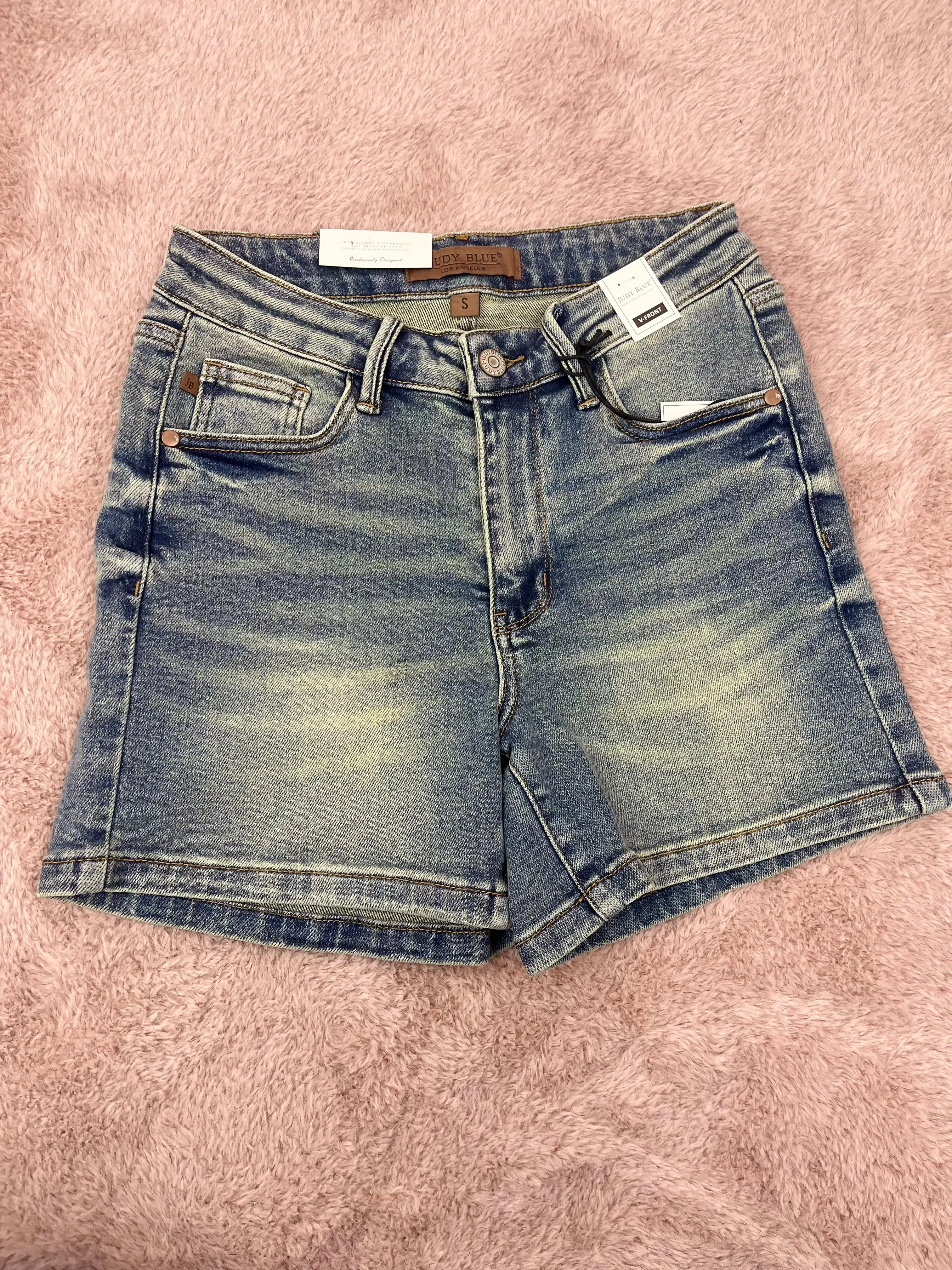 Judy Blue V-Front Vintage Wash Shorts