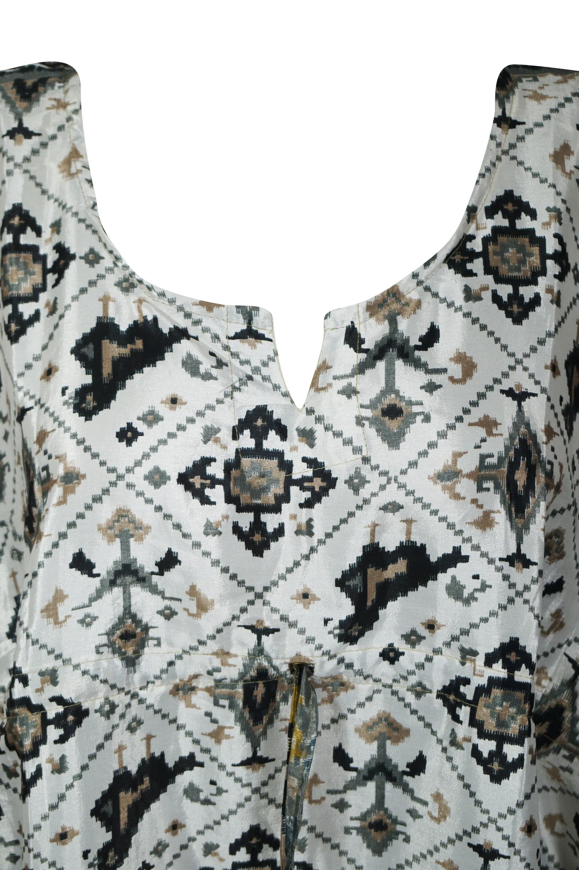 Kaftan Black White Recycle Silk Tunic Kaftan, Luxurious Size