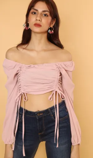 KIRA Ruched Off-Shoulder Top (Blush)