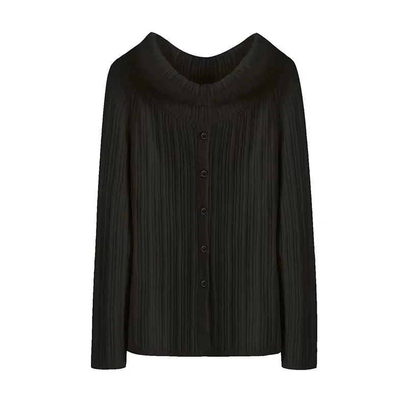 Knitted Sexy One-Shoulder Soft Waxy Single-Breasted Sweater Wholesale Women Top