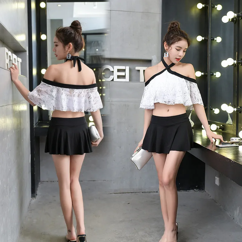 Lace Two Piece Shorts Swimsuit Women Korean Slim Look Flattering Spa Swimwear