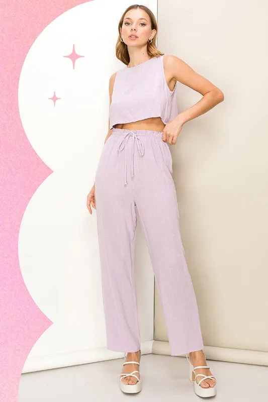 Lavender Simply You Sleeveless Top And Pants Two-Piece Set