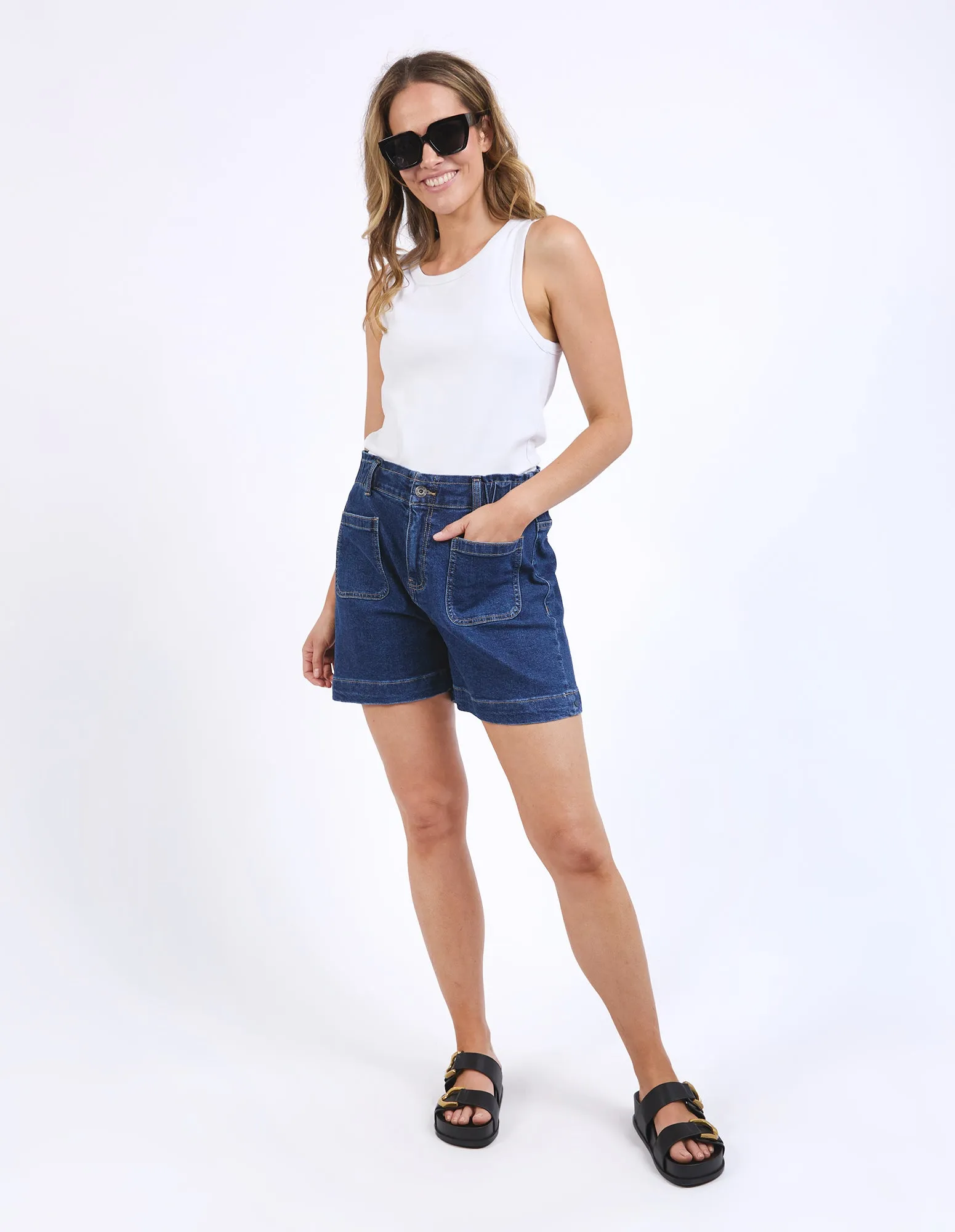 Lennox Denim Shorts Dark Blue Wash