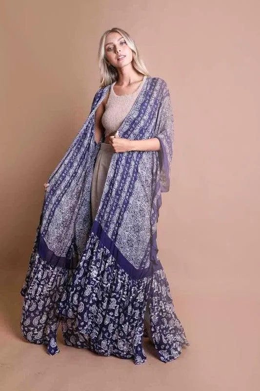 LETO Paisley Tapestry Free Flow Kimono