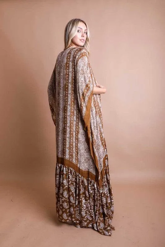 LETO Paisley Tapestry Free Flow Kimono