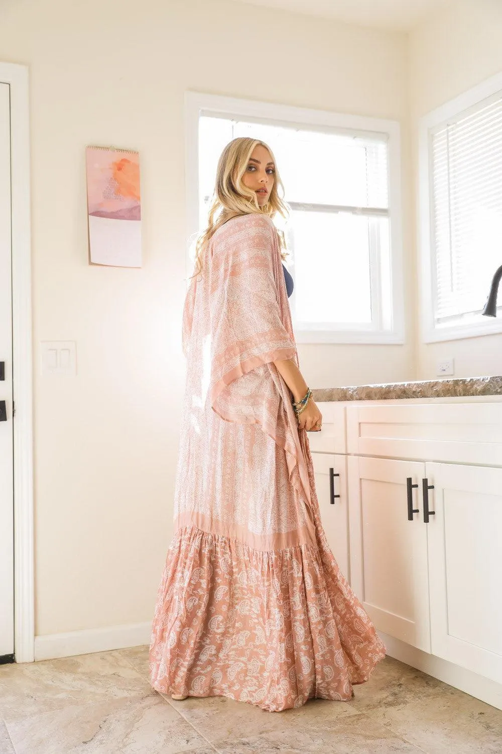 LETO Paisley Tapestry Free Flow Kimono