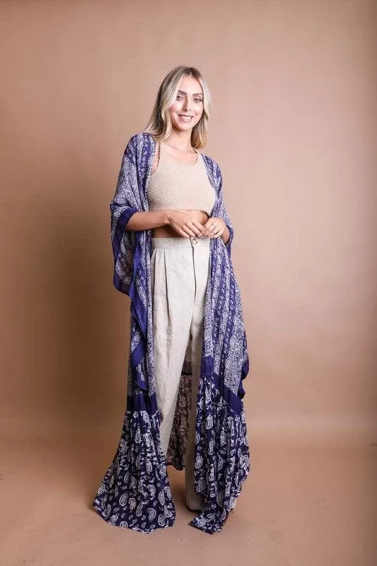 LETO Paisley Tapestry Free Flow Kimono