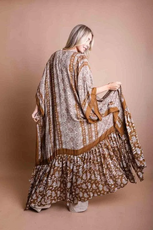 LETO Paisley Tapestry Free Flow Kimono