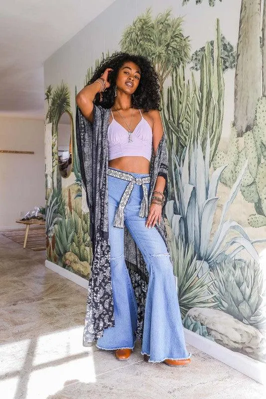 LETO Paisley Tapestry Free Flow Kimono