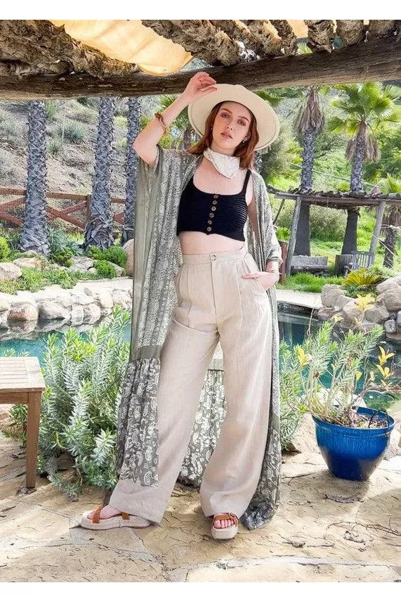 LETO Paisley Tapestry Free Flow Kimono