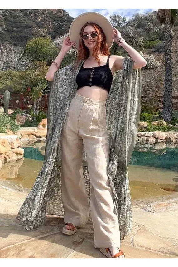 LETO Paisley Tapestry Free Flow Kimono