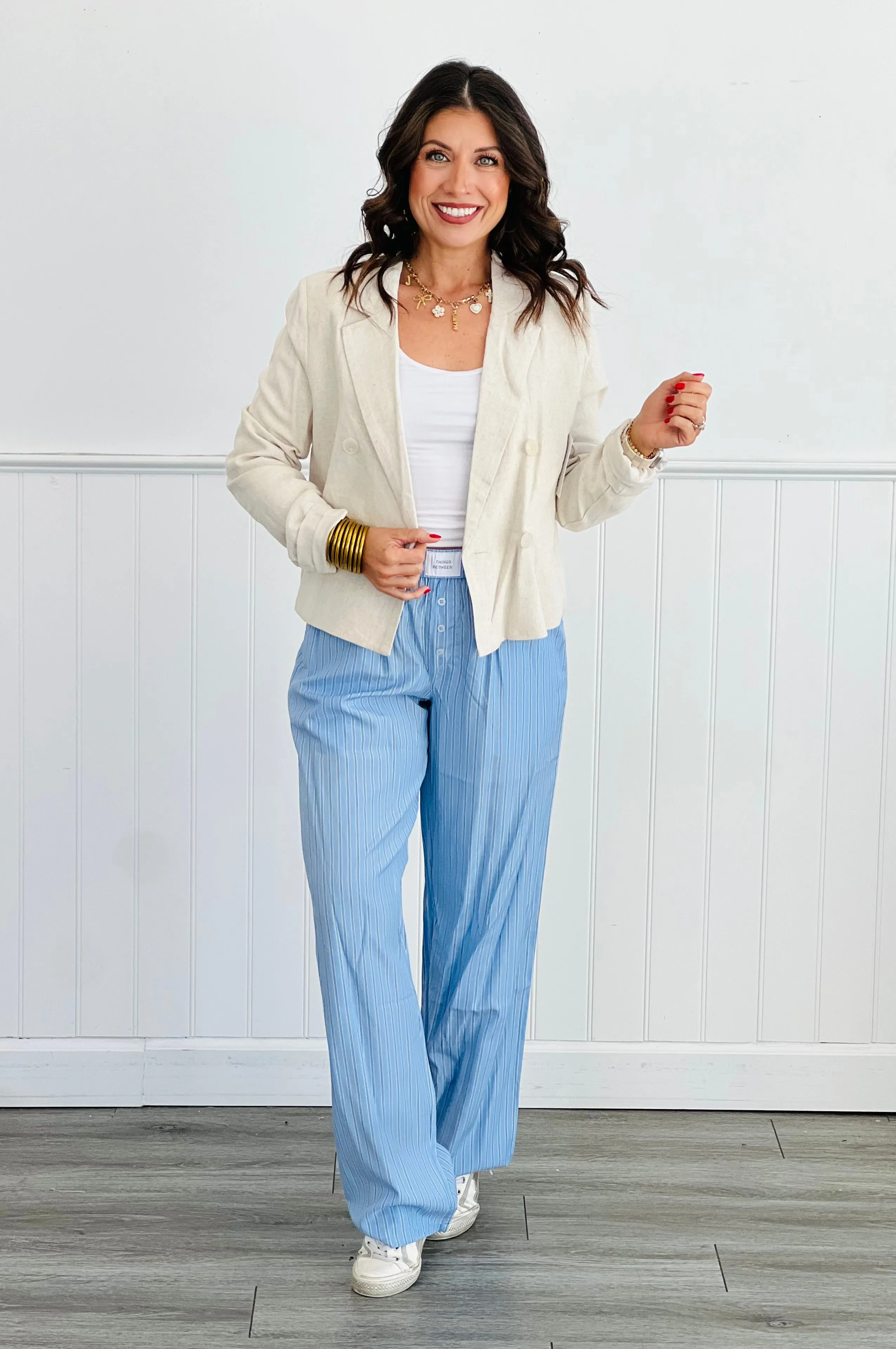 Light Blue Striped Boxer Pants (Reg.)