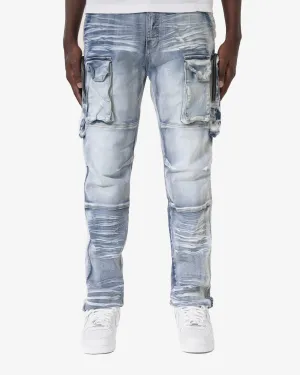 LIGHT SAND BLUE UTILITY CARGO JEANS