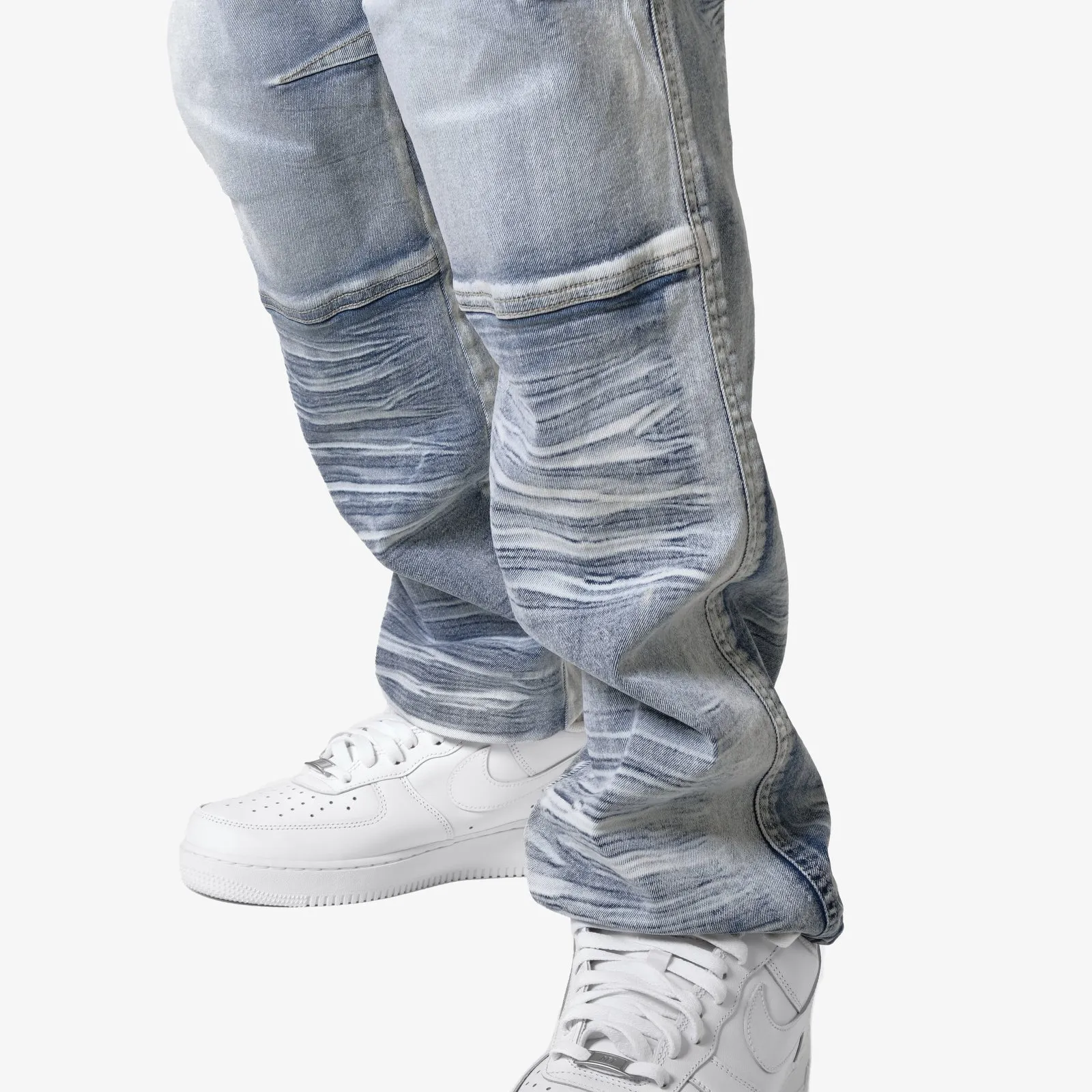 LIGHT SAND BLUE UTILITY CARGO JEANS