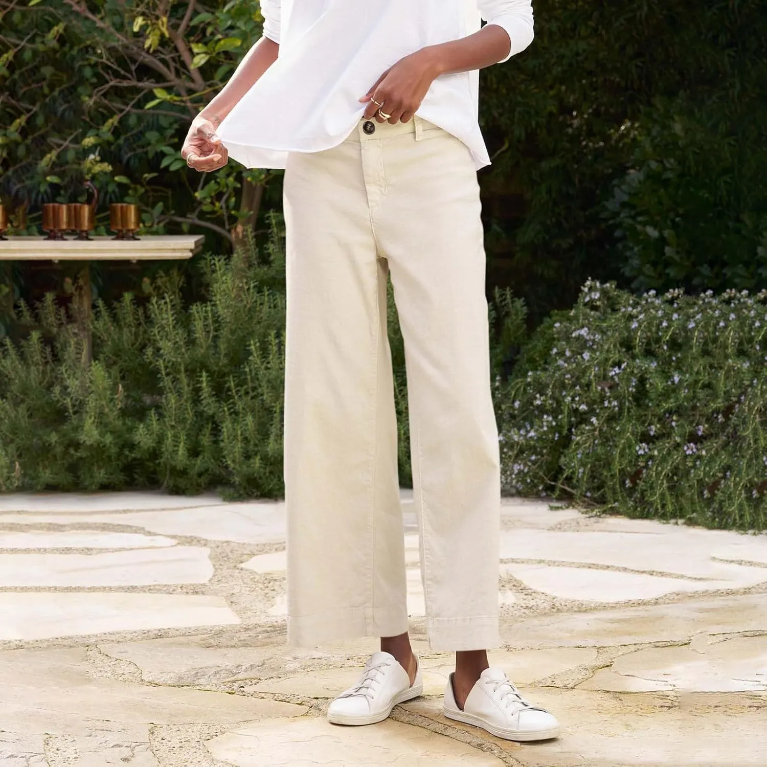 Linen Pants Women Straight Leg Lounge Cropped Capri Pants Dress Pants Summer Drawstring Casual Work Pants Trousers