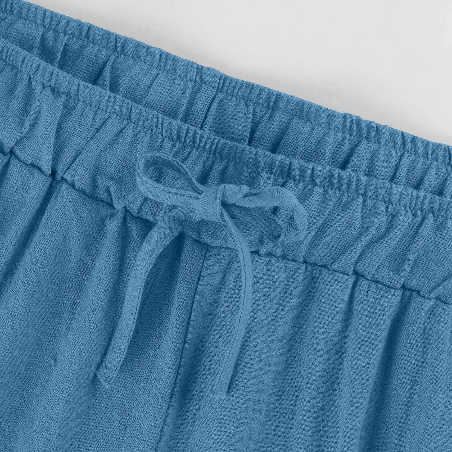 Linen Pants Women Summer Cotton Linen Capris 2025 Wide Leg Boho Pants Drawstring Vacation Beach Cropped Trouser Capris