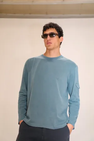 Long Trendy Side Pocket T-Shirt Dark Green