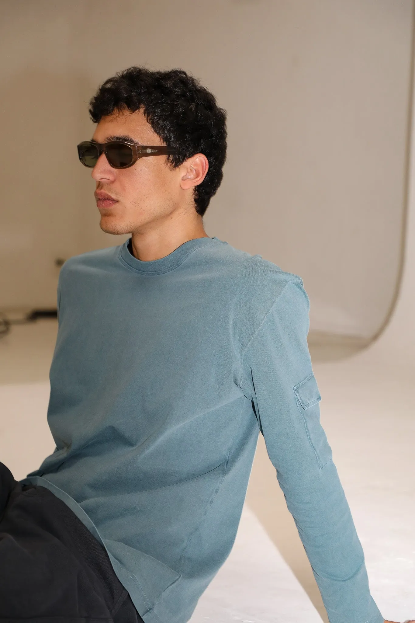 Long Trendy Side Pocket T-Shirt Dark Green
