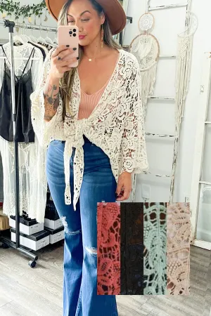 Magnolia Lace Tie Front Cover Up - 5 Colors