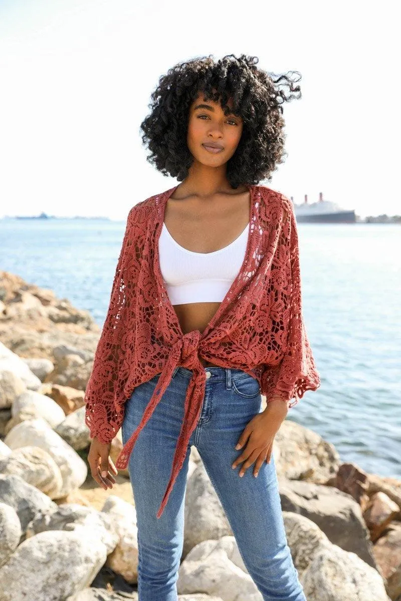 Magnolia Lace Tie Front Cover Up - 5 Colors