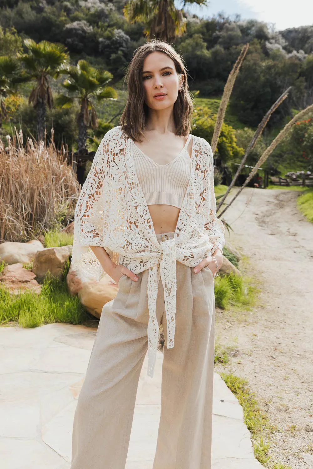 Magnolia Lace Tie Front Cover Up - 5 Colors