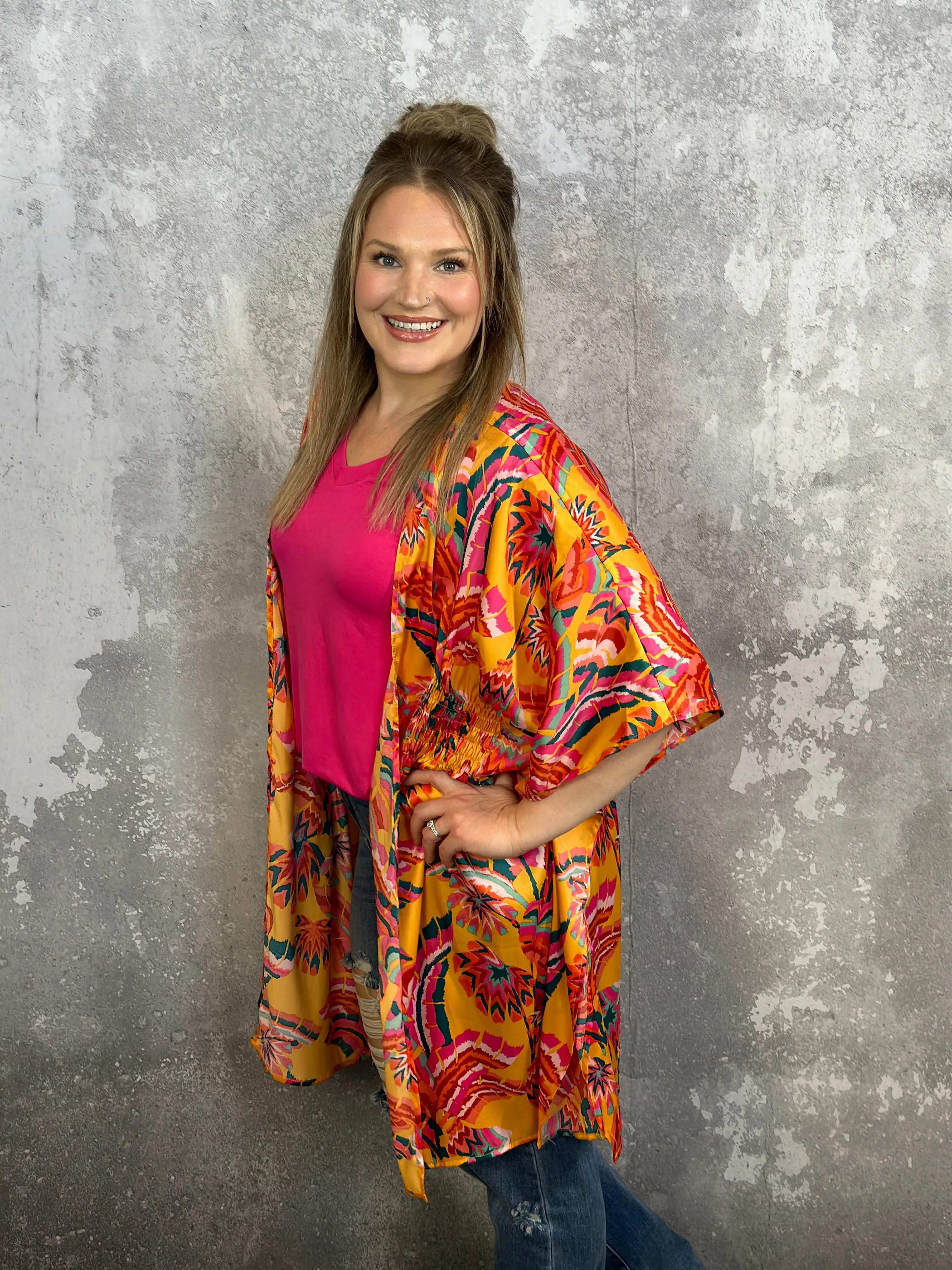 Mango Tango Cinched Waist Kimono