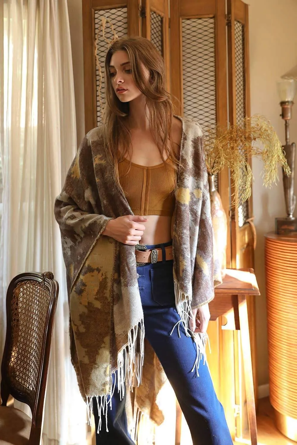 Marble Ruana Boho Wrap Cape