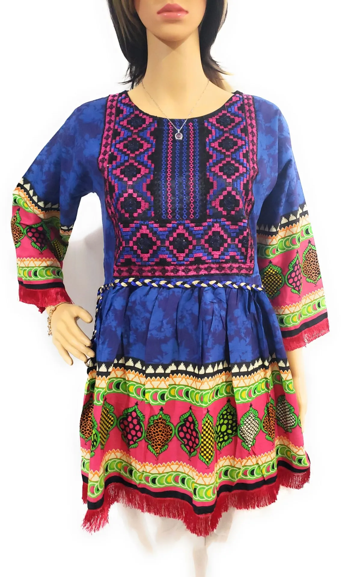 MariaKinz Tunics Ethnic Style One size Bohemian Tops Blue Pattern