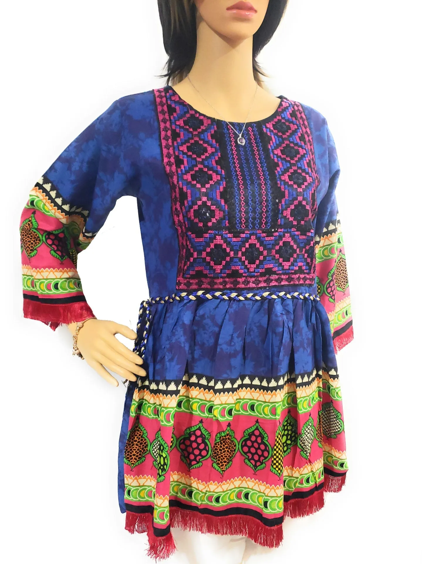 MariaKinz Tunics Ethnic Style One size Bohemian Tops Blue Pattern