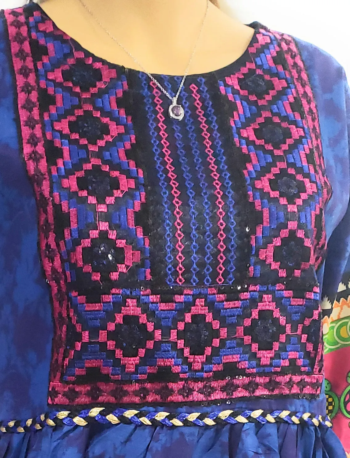 MariaKinz Tunics Ethnic Style One size Bohemian Tops Blue Pattern