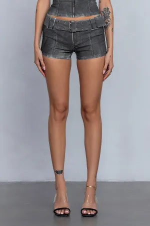 MARS BELTED MICRO SHORTS - GREY
