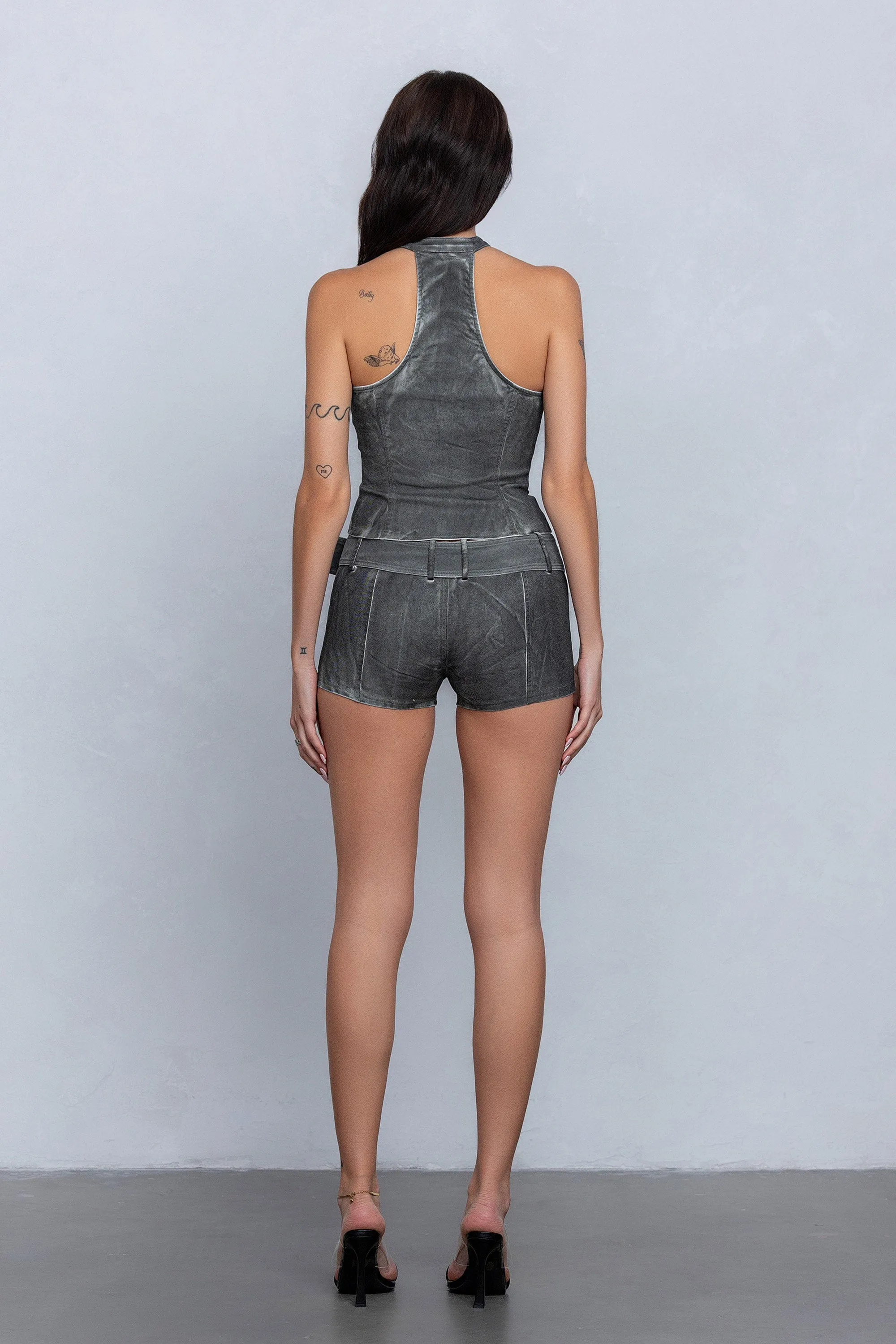 MARS BELTED MICRO SHORTS - GREY
