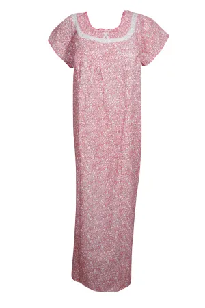 Maxi Caftan Dress, Kaftan, Pink White Floral Printed M