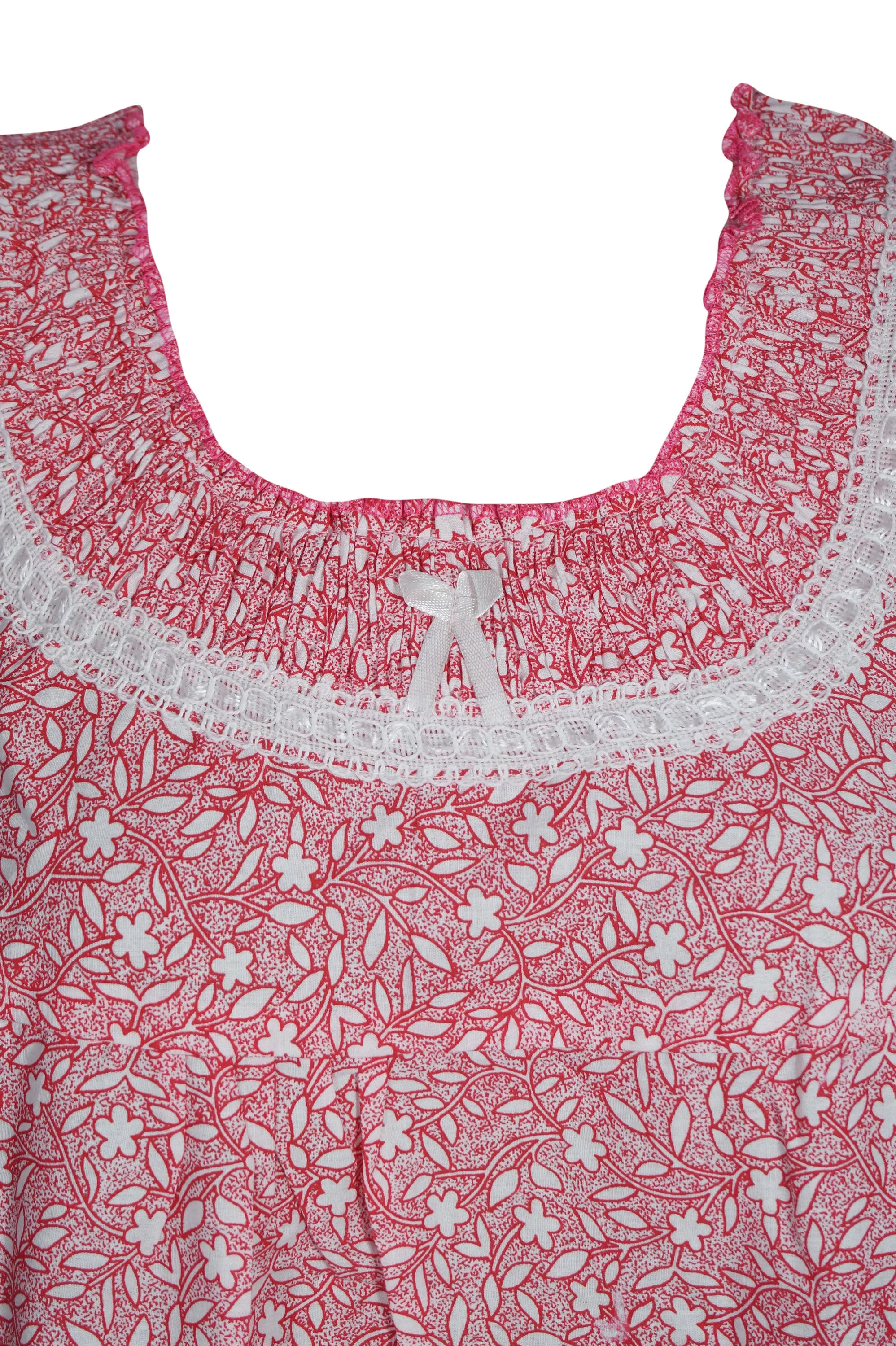 Maxi Caftan Dress, Kaftan, Pink White Floral Printed M