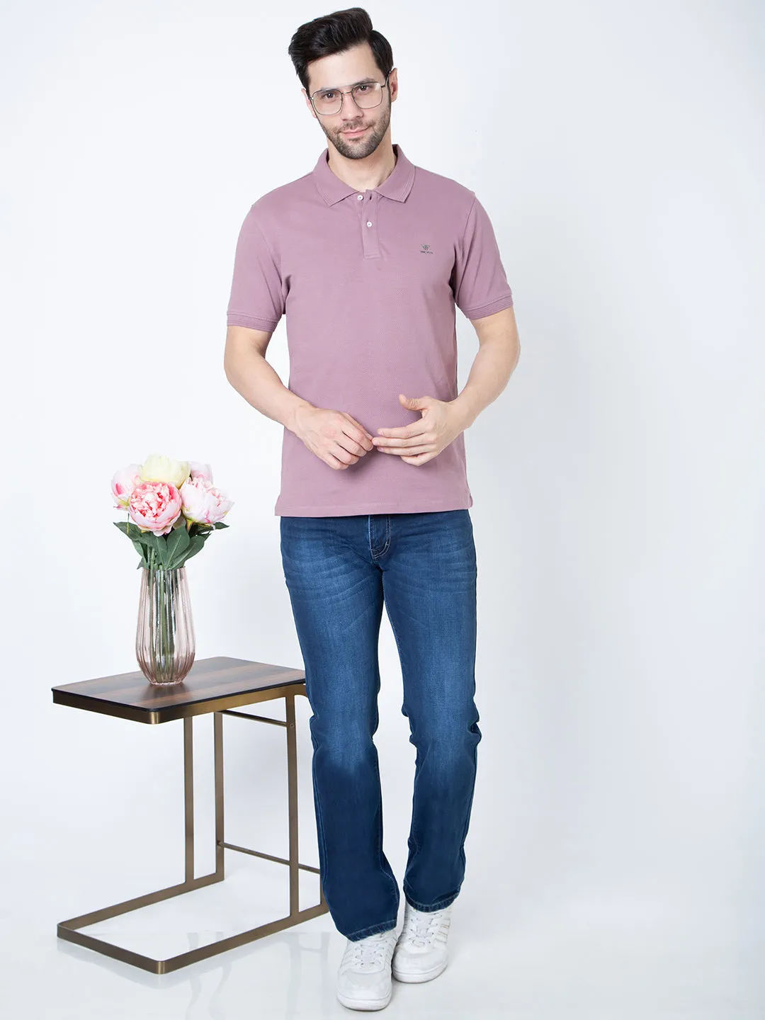Men Polo Popcorn Wine T-Shirt