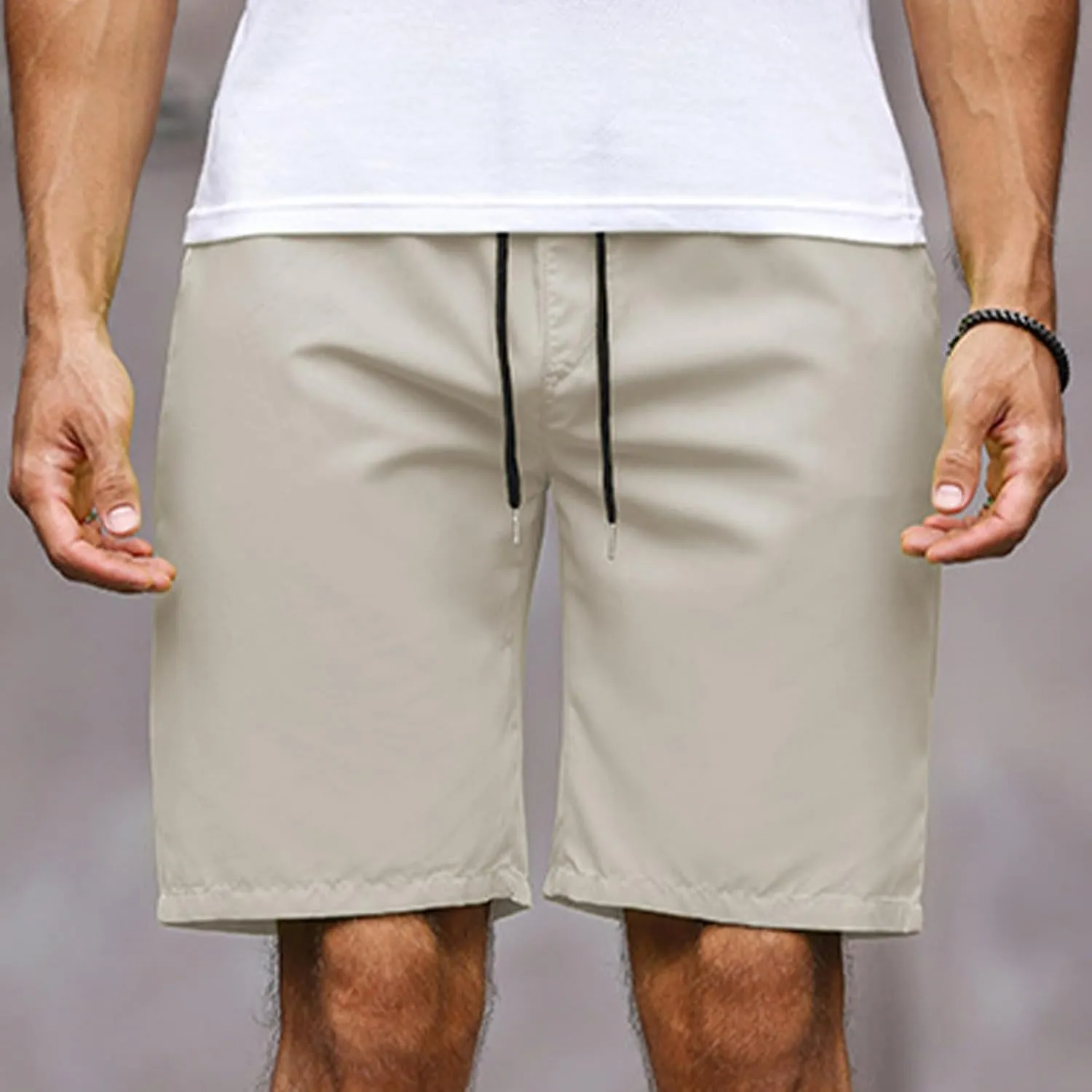 Mens Bermuda Shorts Summer Casual Short Length Trousers Running Shorts Half Pants with Pockets for Gym Sports Work Cycling