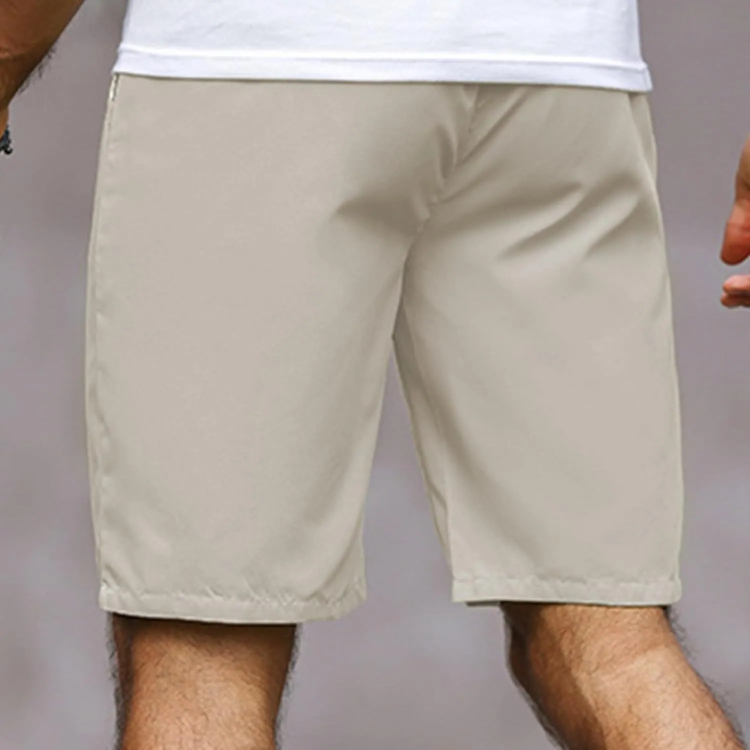 Mens Bermuda Shorts Summer Casual Short Length Trousers Running Shorts Half Pants with Pockets for Gym Sports Work Cycling