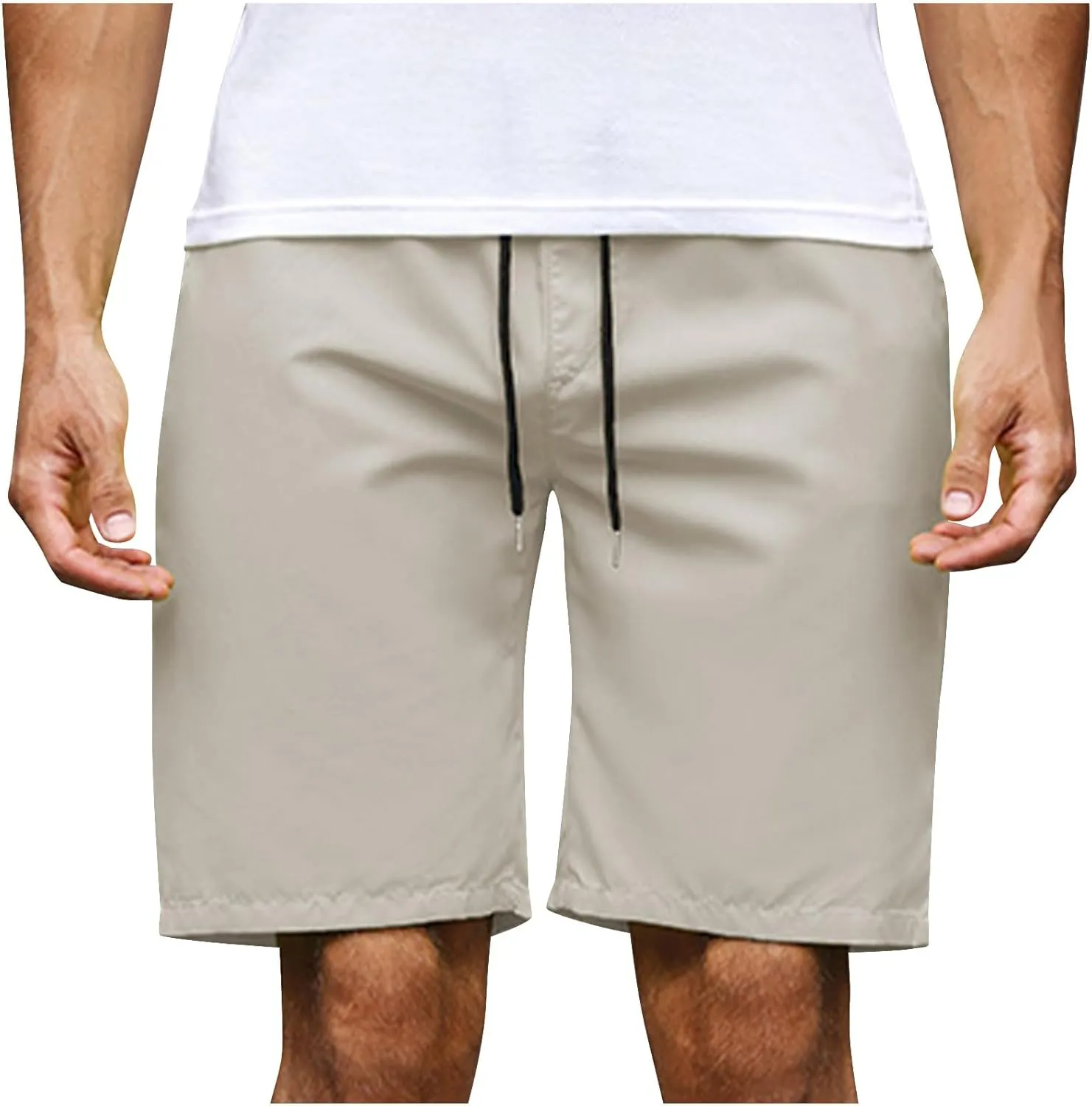 Mens Bermuda Shorts Summer Casual Short Length Trousers Running Shorts Half Pants with Pockets for Gym Sports Work Cycling