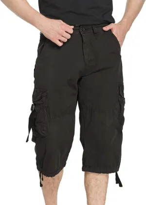 Men's Casual Cargo Shorts Knee Length Solid Color Short Pants Outdoors Pocket Beach Work Trousers Cropped Pants