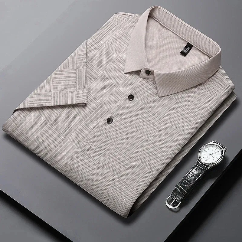 Men's Patterned Long-Sleeve Polo Shirt