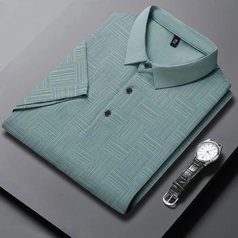 Men's Patterned Long-Sleeve Polo Shirt