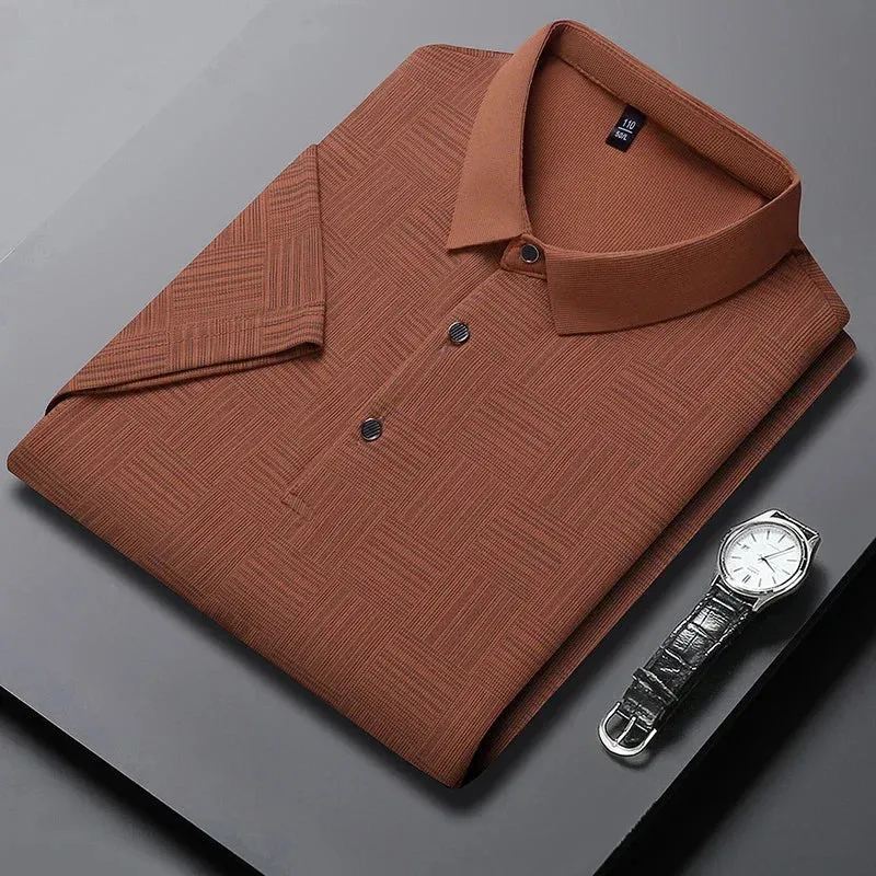 Men's Patterned Long-Sleeve Polo Shirt