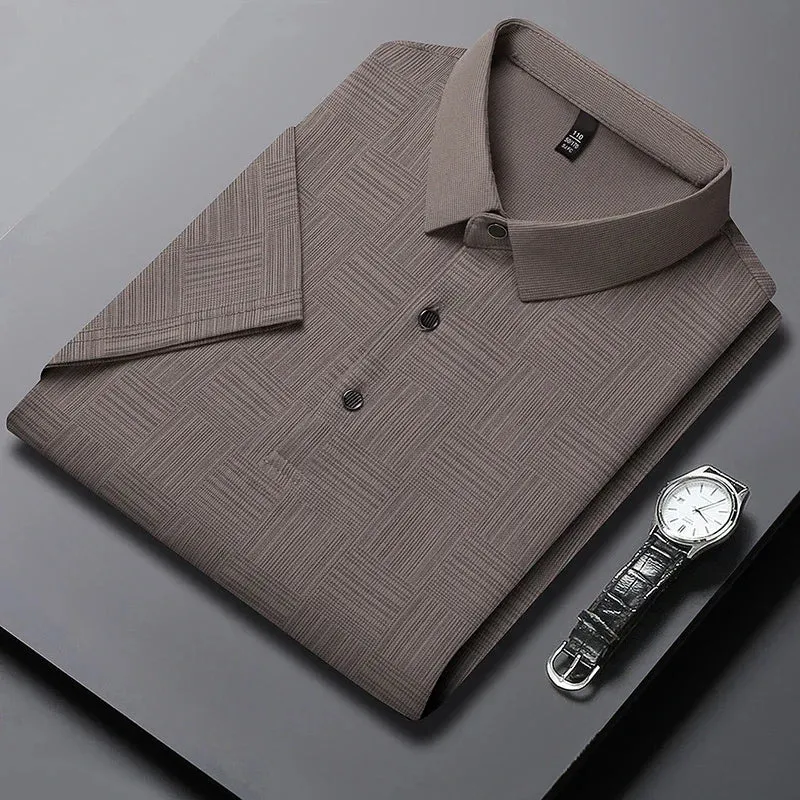 Men's Patterned Long-Sleeve Polo Shirt