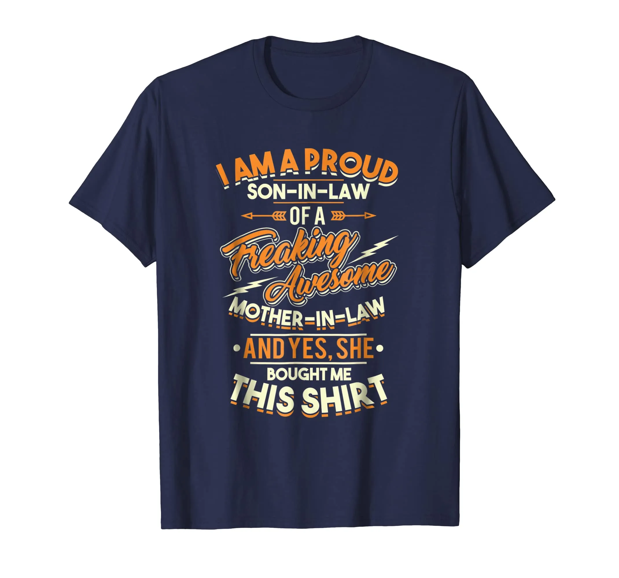 Mens Proud Son In Law Of A Freaking Awesome Mother In Law T-Shirt