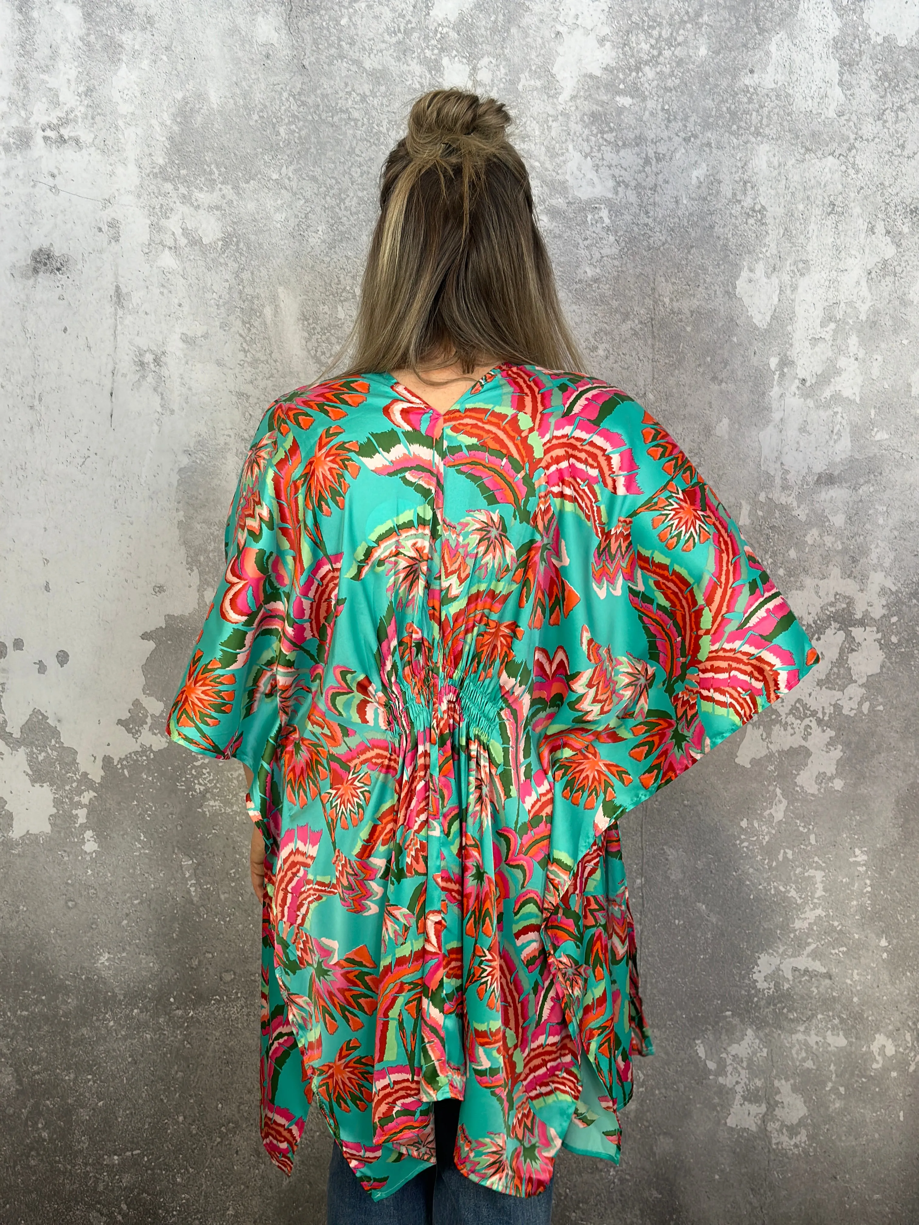 Mint Mix Cinched Waist Kimono