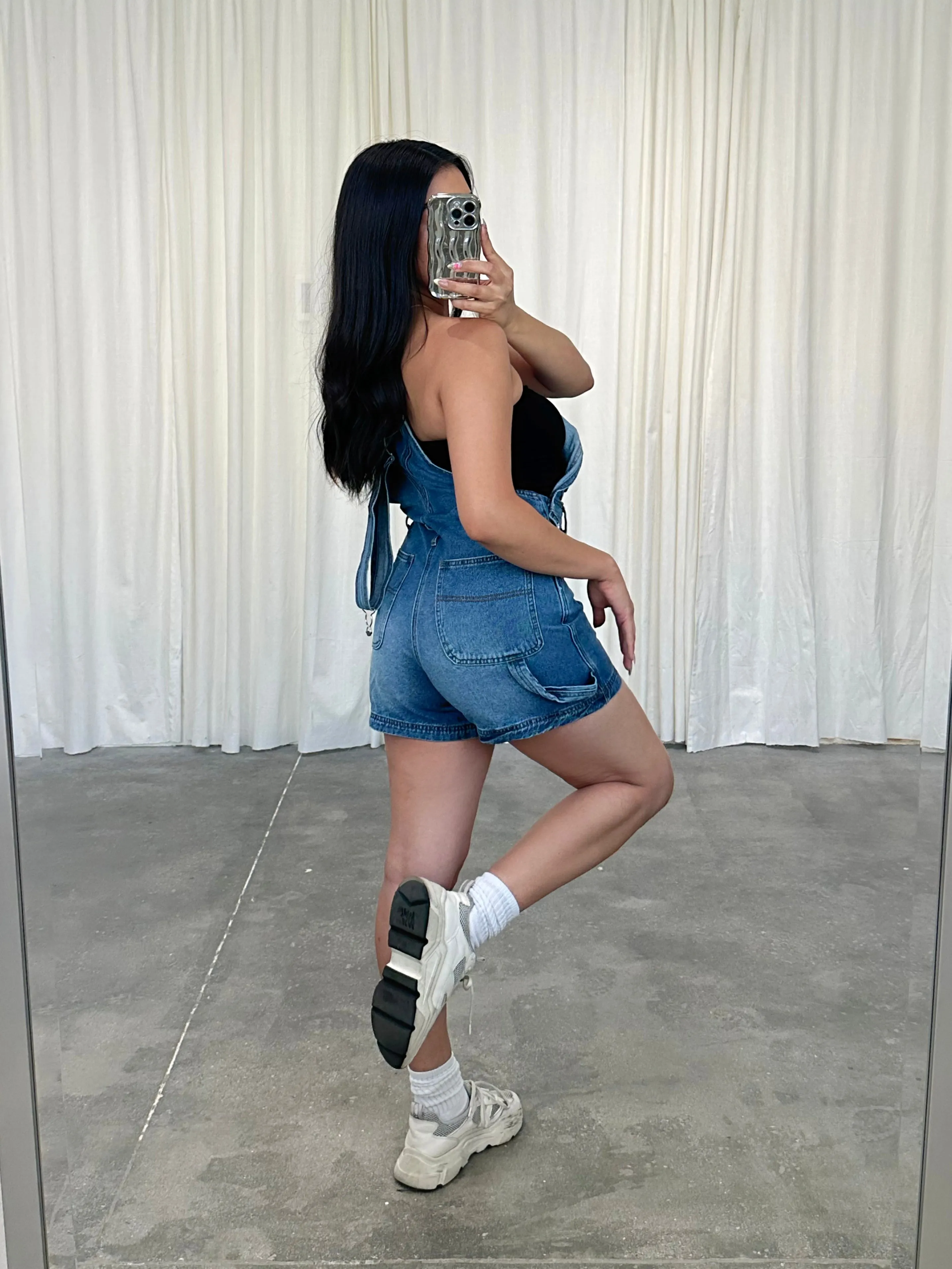 miso overalls (SHORTS/MEDIUM DENIM)